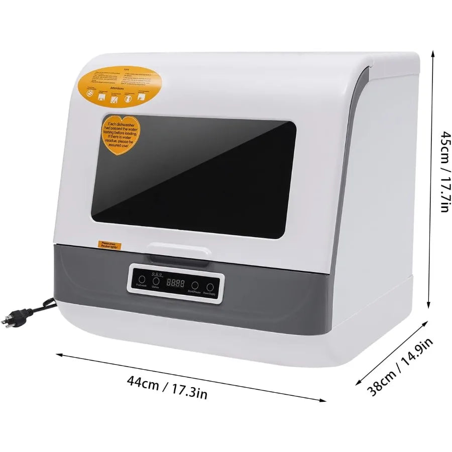 Compact 8L Portable Countertop Dishwasher with 4 Automatic Programs 360 FullRange Spray for Deep Cleaning Air Drying Function