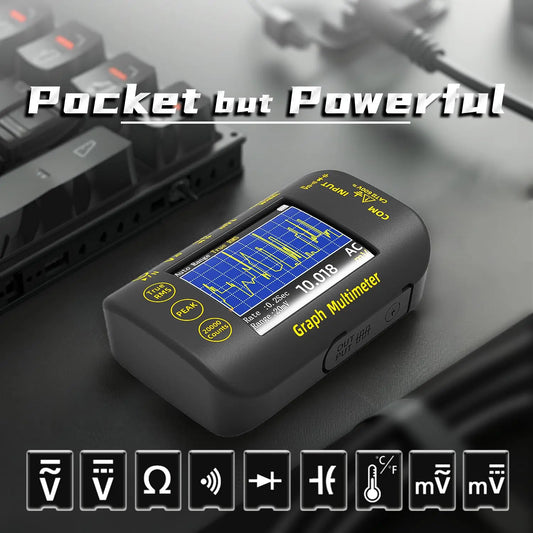 Graphical Digital Multimeter S450 Date Recorder 1uV/1000V Photovoltaic/Miners TRMS Voltmeter Tester with Rechargeable, Measures Capacitance Diode MAX/MIN/PEAK Voltage Temperature Ohm Continuity
