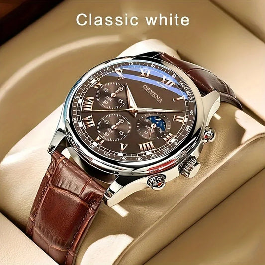 High-Quality Men's Luxury Belt Fashion Quartz Watch Men's Round Business Student Sport Waterproof Glow Clock