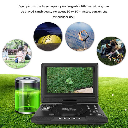 DVD Player 9.8 Inch 16:9 Widescreen 270° Rotatable LCD Screen  Home TV Portable VCD Compact Disc MP3 Viewer with Game Function