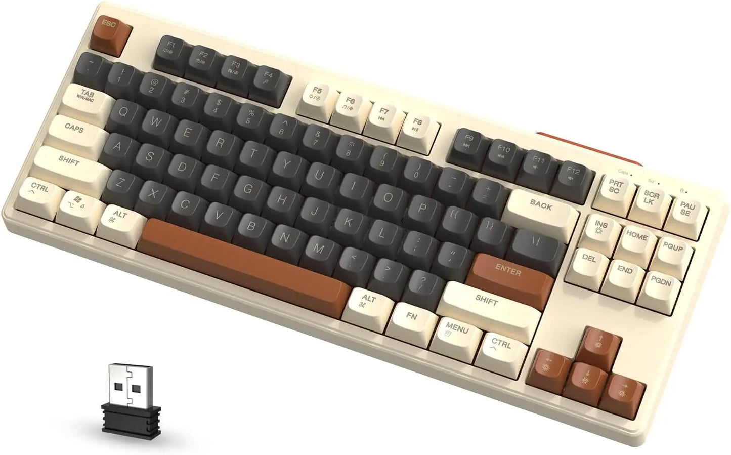 M87 80% Wireless TKL RGB Backlit BT5.0 & 2.4G & Wired PBT Material Mechanical Feeling Gaming Keyboard