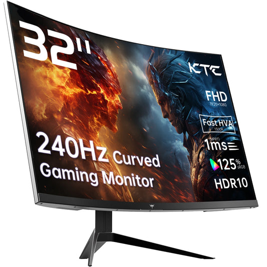 32 inch 240Hz Curved Gaming Monitor 1500R 1080P 125% sRGB 1ms, Free sync/G-sync HDR10, HDMI/DP/USB Ports VESA, Tilt Adjustable,