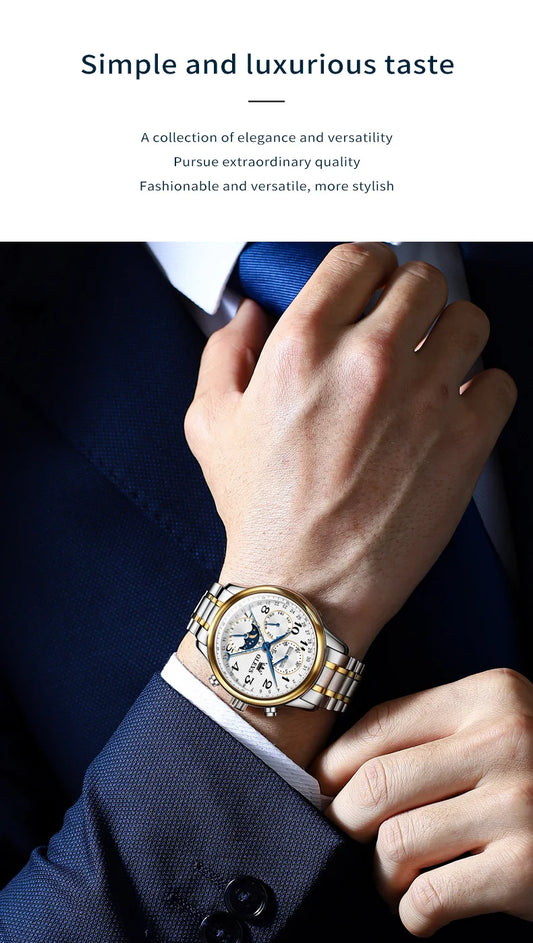 6667 Luxury Original Men Automatic Mechanical Watch Brand Classic Digital Dial Waterproof Monophase Watch Sport Men Watch