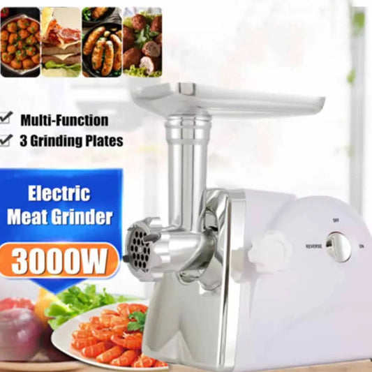 Heavy Duty 3000 Watts Powerful Meat Grinder Mincer Sausage Maker Filler Food Processors Kitchen Mincing Machine White