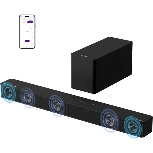 5.1CH Surround Sound Bar 5.1CH with Subwoofer, Dolby Atmos, Voice MX & Bass MX Tech, 300W Soundbar for Smart TV, Home Theater Surround