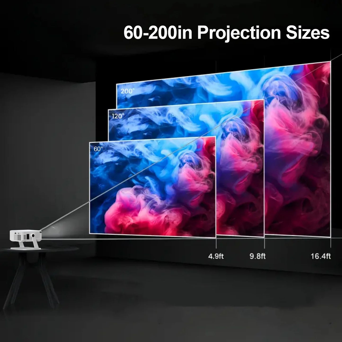 Digital Projector Android With Holder HD Video Smart Projector Outdoor with HDMI USB Wireless Connection for Home Cinema Out