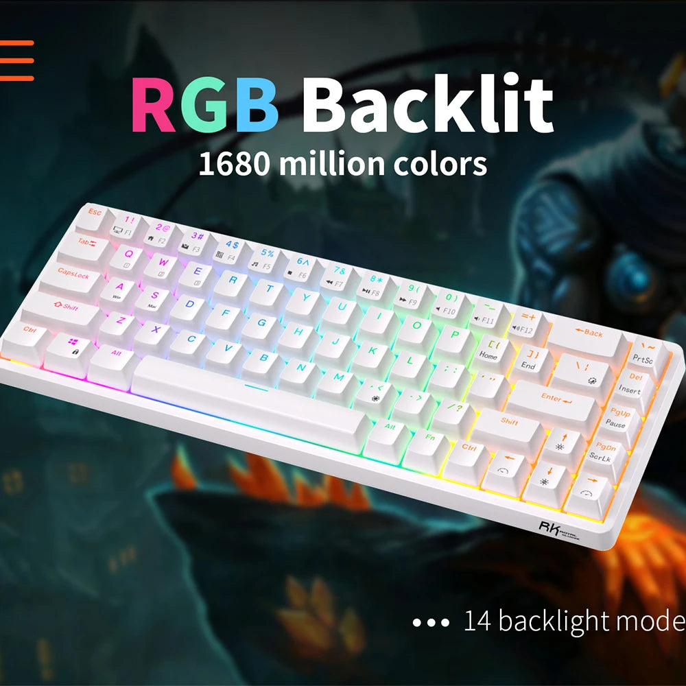 Royal Kludge RK837 Mechanical Keyboard 68 Keys 65% Compact 2.4G Wireless Bluetooth Gamer Keyboard RGB Backlight Hot Swappable