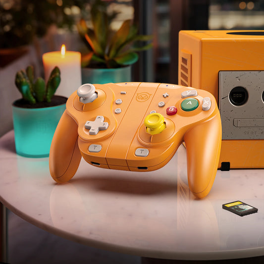 Wizard Hall Joystick Wireless Game Controller Orange Gamepad with RGB Lights for Nintendo Switch PC Controller