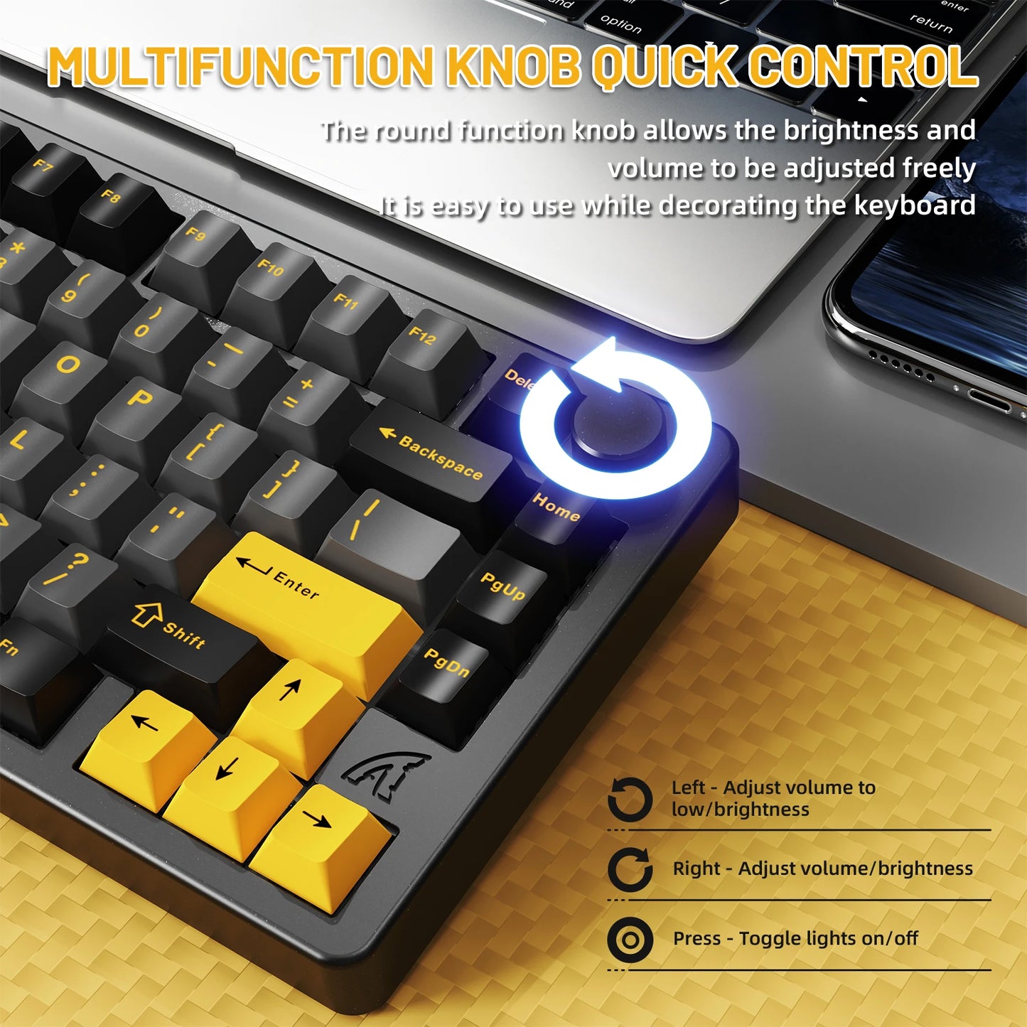 X86 75% Aluminum CNC Wireless Mechanical Gaming Keyboard with Volume Knob,82 Key Gasket Hot Swappable RGB Custom Keyboard Keycaps, BT/2.4GHz/USB-C for Mac/Win-Starshine Black