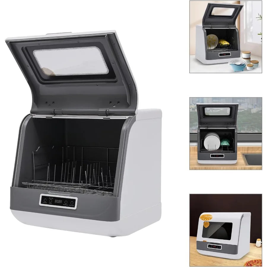 Compact 8L Portable Countertop Dishwasher with 4 Automatic Programs 360 FullRange Spray for Deep Cleaning Air Drying Function
