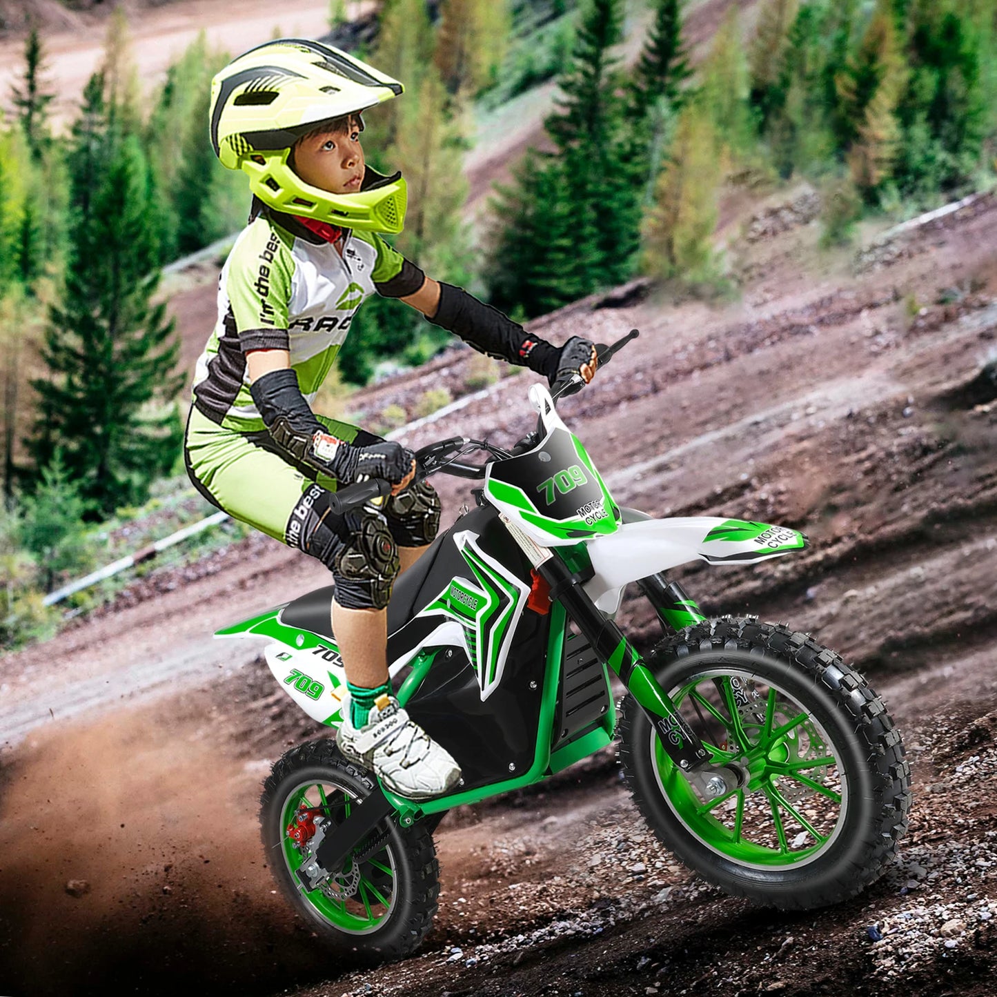 Off Road Mini Motorcycle, Rocket Electric Motocross Bike, Dirt Bike, Electric Pocket Motorbike with Mechanical Disc Brakes