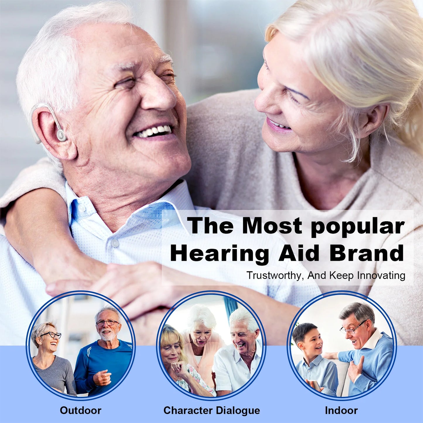 Invisible Senior Rechargeable Hearing Amplifier, Behind-The-Ear Hearing Aids, Noise Cancelling Sound Amplifier