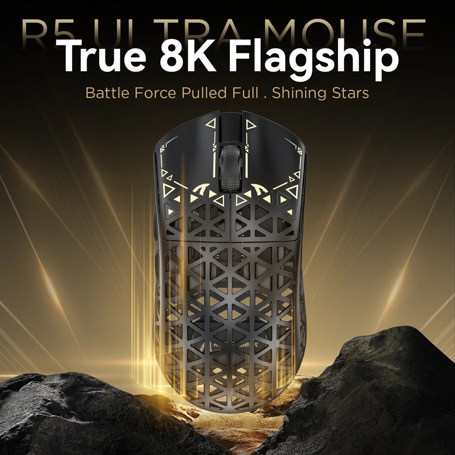 R5 Ultra Carbon Fiber Wireless 8K Gaming Mouse 39g SUPERLIGHT, PixArt PAW3950MAX Gaming Sensor, 8000Hz Wireless Pol