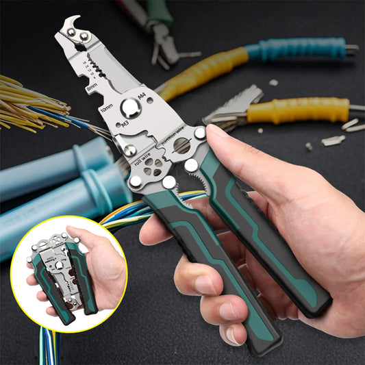 Multifunctional Foldable Wire Stripper High-Hardness Cutting Edges Crimper Cable Cutter Plier Suitable for DIY Enthusiasts