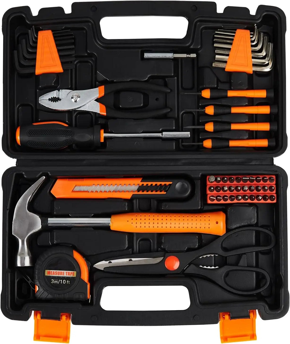 57-Piece Home Tool Set with Case, Essential Household Hand Tools Kit for Repair & DIY - Includes Hammer, Pliers, Screwdrivers, Tape Measure, Wrenches, Storage Toolbox