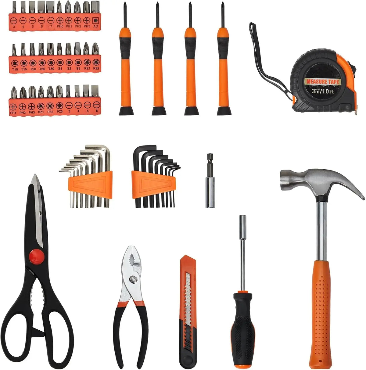 57-Piece Home Tool Set with Case, Essential Household Hand Tools Kit for Repair & DIY - Includes Hammer, Pliers, Screwdrivers, Tape Measure, Wrenches, Storage Toolbox