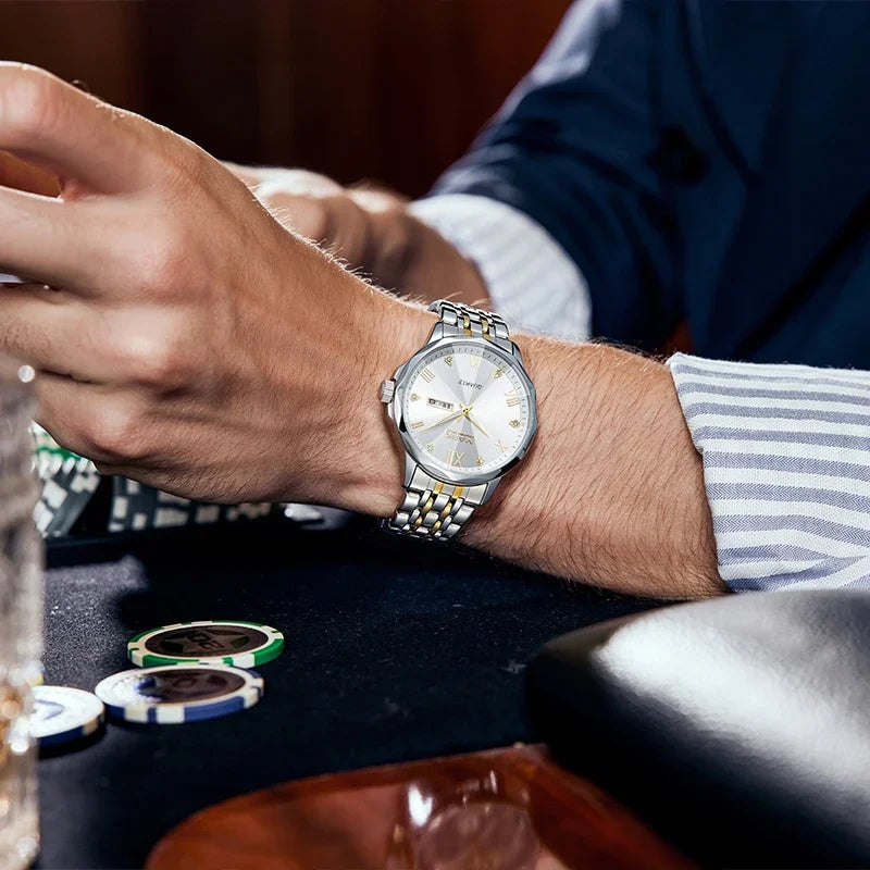 Classic Fashion Stereo Refraction Crystal Quartz Men's Watch Business Watches for Men Luminous