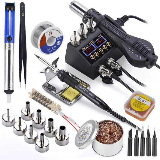 8898 750W Soldering Station 2 in 1 LCD Digital display Rework Welding Station Kit Soldering Iron Hot Air Repair Solder tools