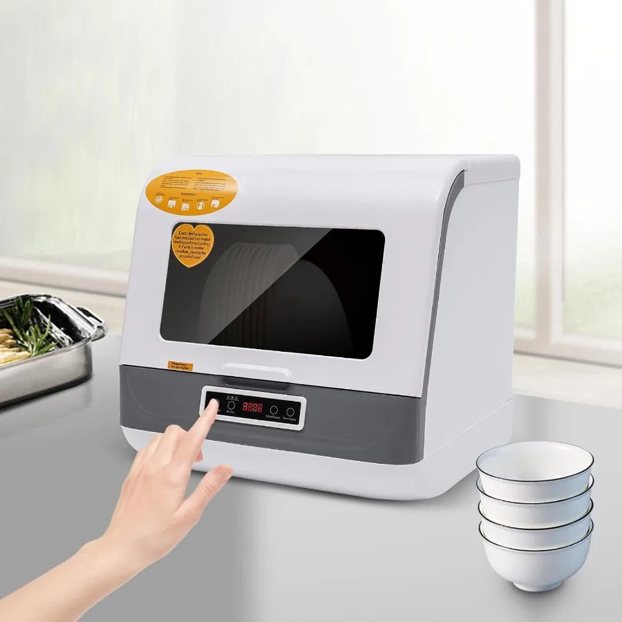Compact 8L Portable Countertop Dishwasher with 4 Automatic Programs 360 FullRange Spray for Deep Cleaning Air Drying Function