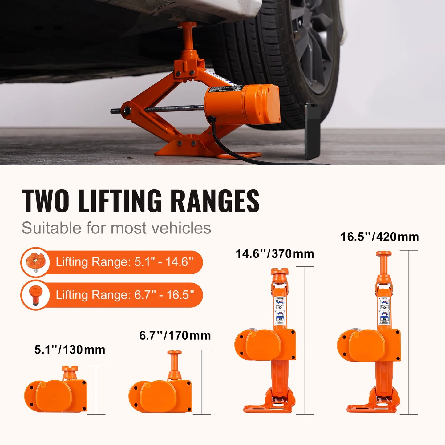 Electric Car Jack 3Tons/6600lbs 12V Electric Scissor Jack Portable Car Jack for SUV Truck Sedan Tire Change Replacement