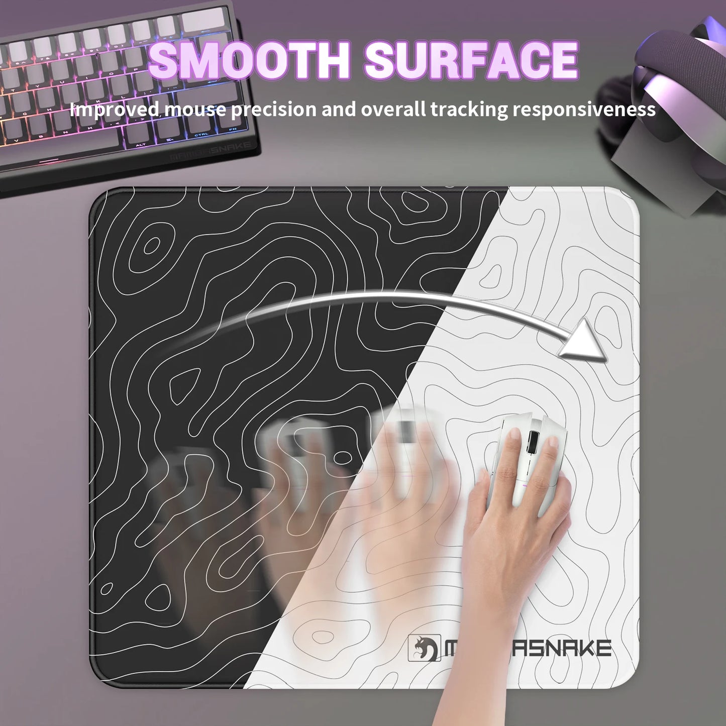 CM02 Gaming Mouse Pad for Esports Speed Large Mouse mats for Desk Waterproof Surface Stitched Edges and Anti-Slip Rubber Base