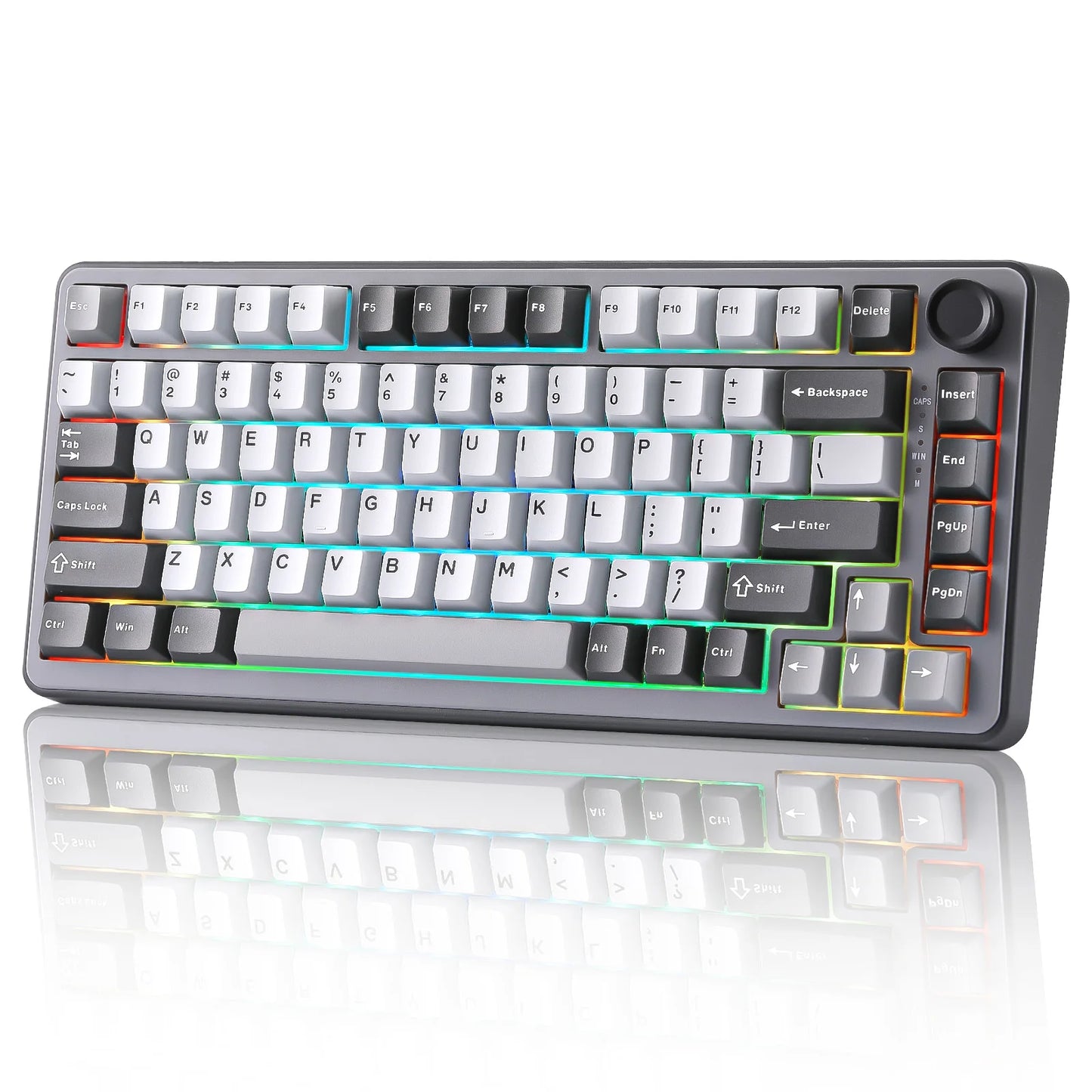 B75 RGB Mechanical Keyboard, Wired 75% Hot Swap Gaming Keyboard with Knob, Gasket Custom RGB Backlit Keyboard for Win/MAC