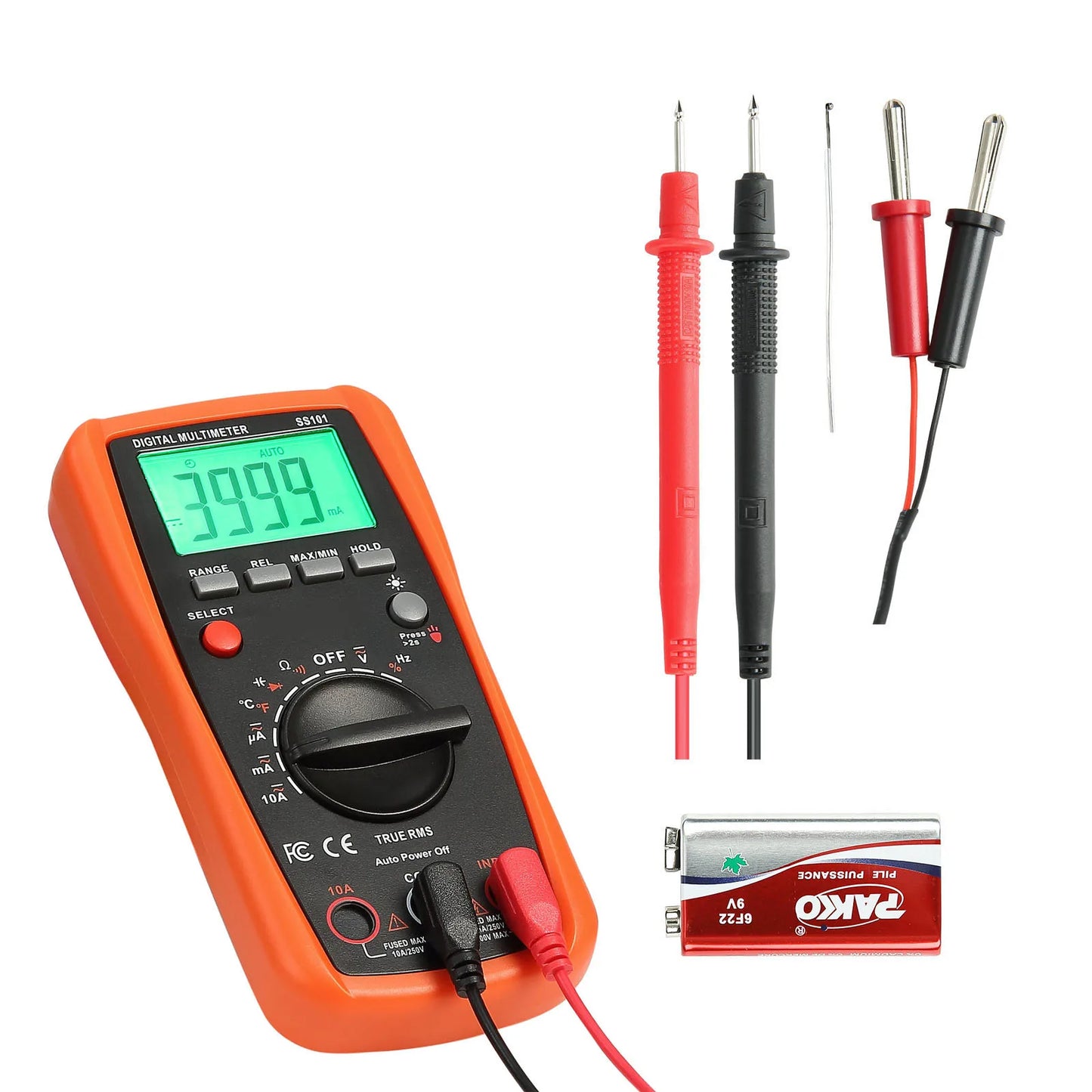 Digital Multimeter TRMS DC/AC Voltmeter Current Tester Auto-Ranging Multimeter for Current Voltage Resistance Measurement