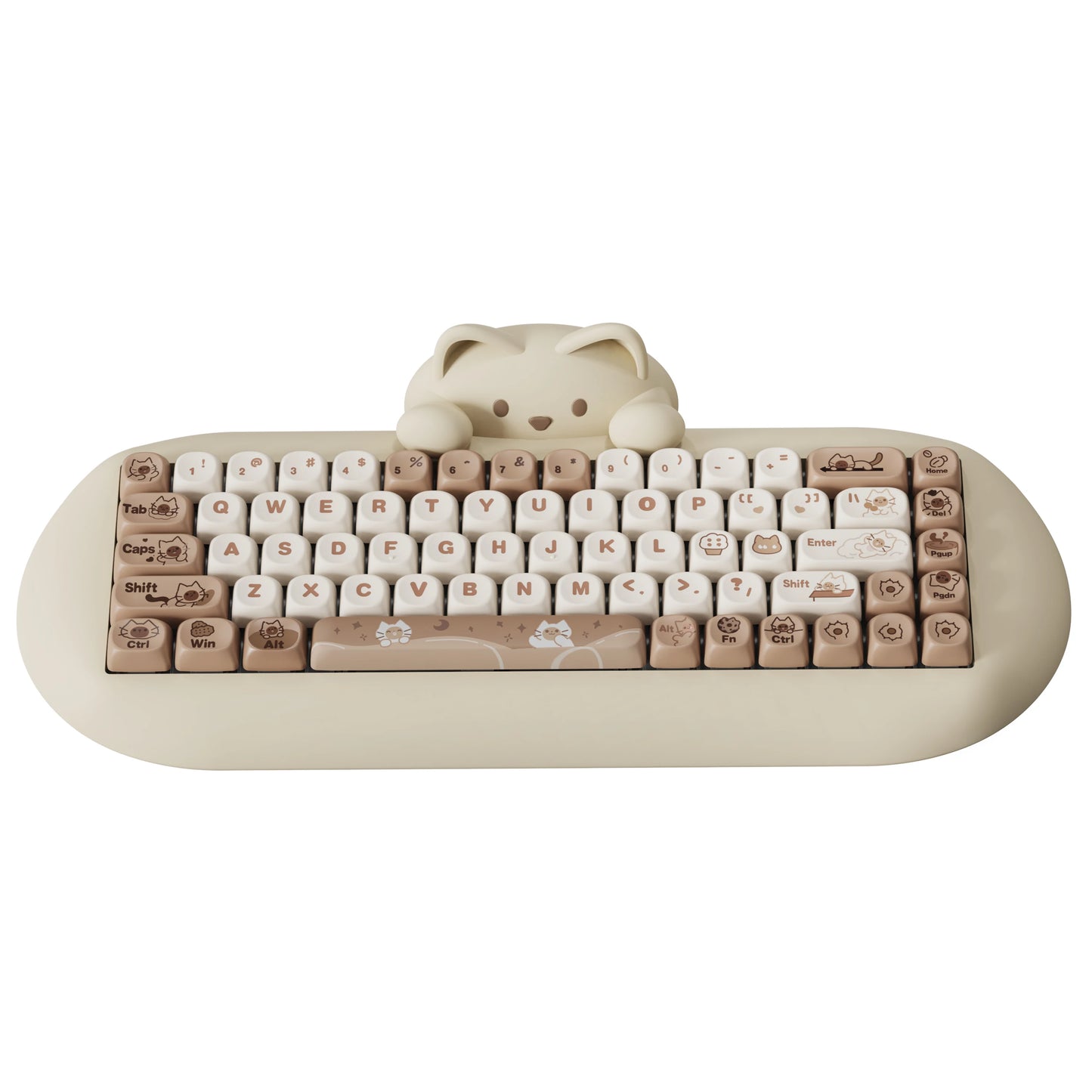C68 Wireless Gaming Keyboard, Hi-Fi Cute Cat Custom RGB Mechanical Keyboard, Silicone 65% Hot Swap Ergonomic Kitty Keeb