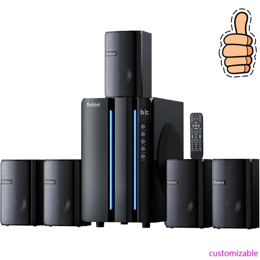 2025-Surround Sound Systems Home Theater System - 800 Watts Peak Power 6.5" Subwoofer 5.1/2.1 Wired Stereo Speakers Strong Bass