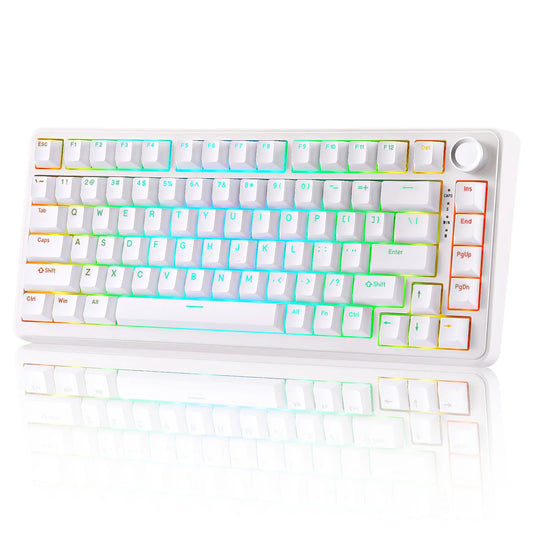 B75 RGB Mechanical Keyboard, Wired 75% Hot Swap Gaming Keyboard with Knob, Gasket Custom RGB Backlit Keyboard for Win/MAC