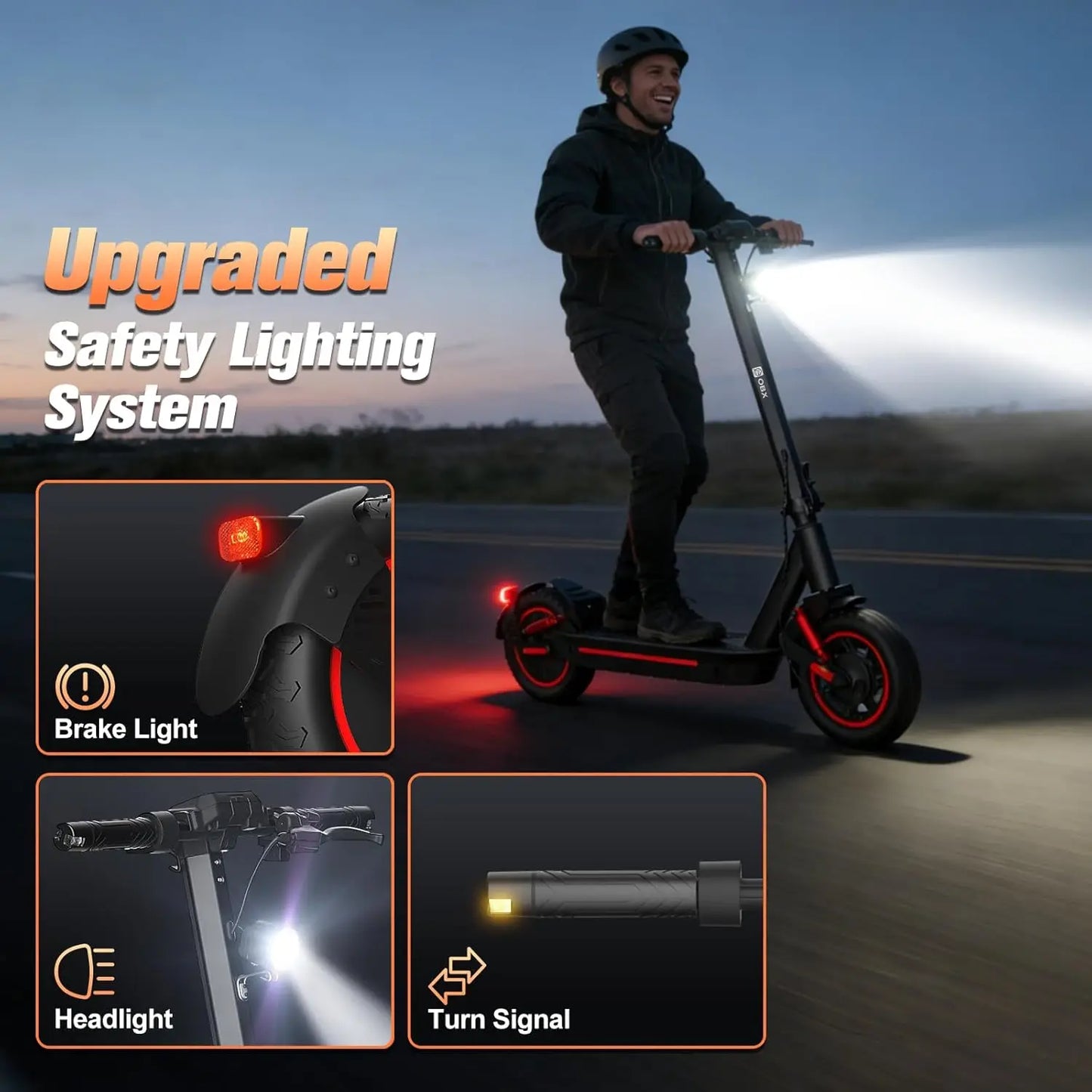 2026 Adults Electric Scooter 1200W Motor Top Speed 30MPH 48V 15AH Battery 10 Inch Off-Road Tires Sport Commuter Folding E-Scooter
