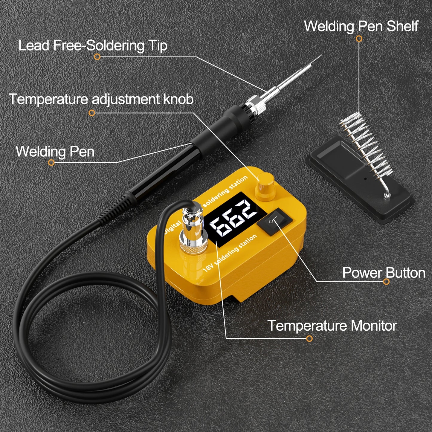 60W Electric Soldering Iron Adjustable Temperature Welding Machine LCD Digital Display Repair Tools For DEWALT 18V Battery