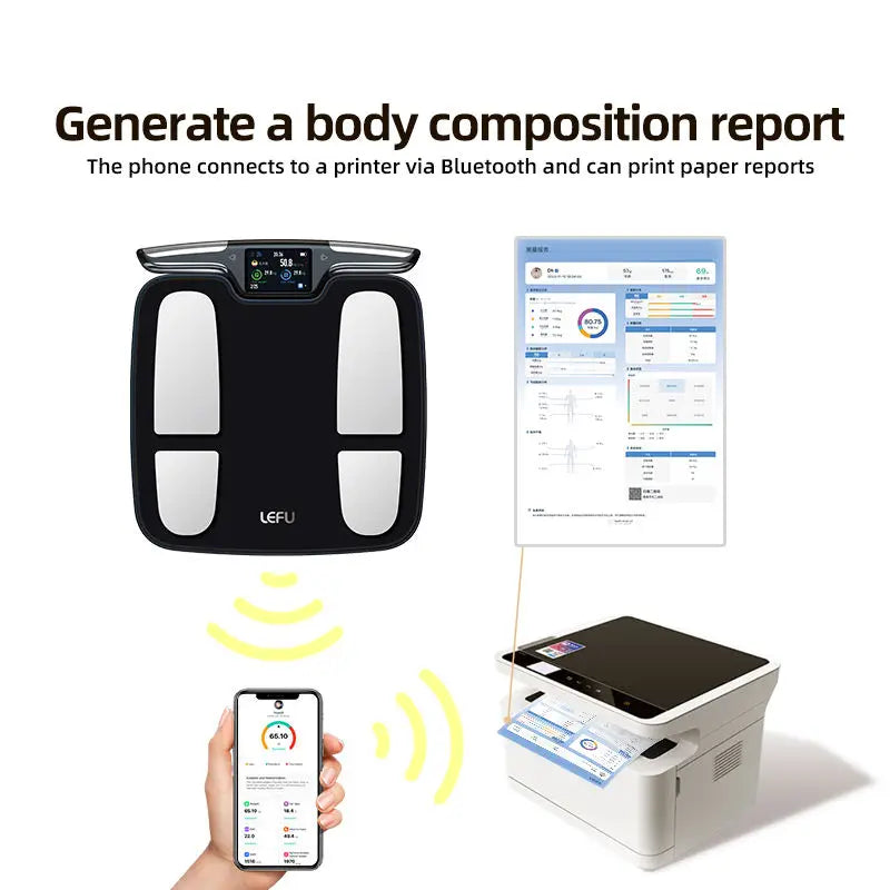 Smart Scale 8-Electrode Total Body Composition Analyzer with Hand & Foot Electrodes for Segmental Muscle Fat Analysis