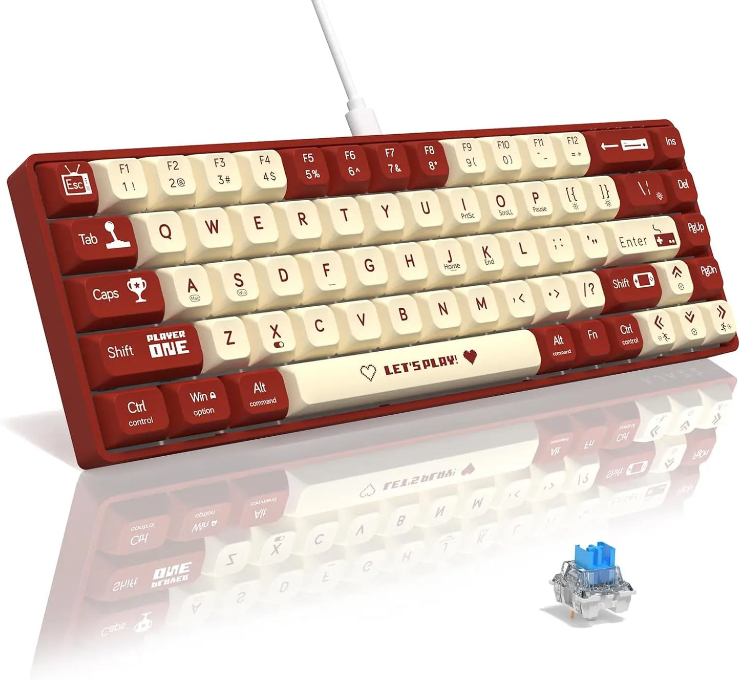 AK680 65% Wired Mechanical Gaming Keyboard, Hot-Swappable, RGB Rainbow Backlit