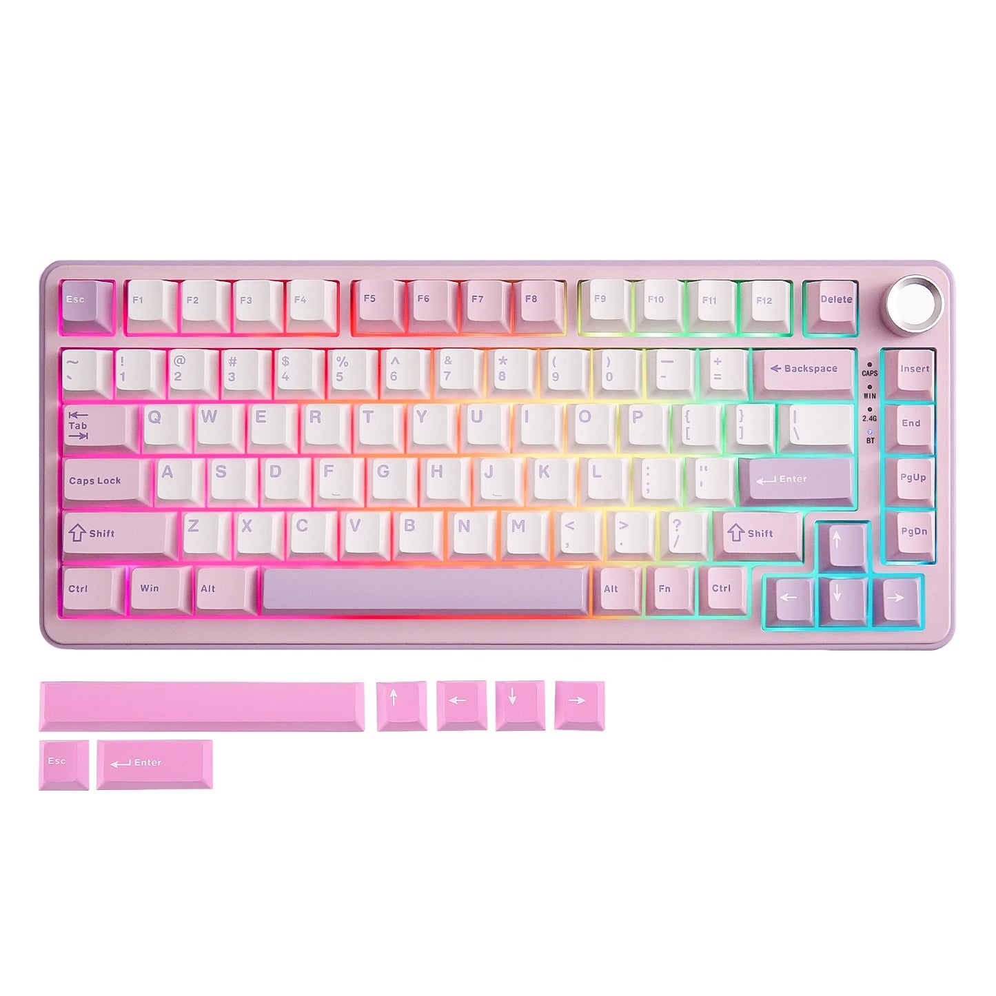 B75 PRO 82-Key Wireless Mechanical Gaming Keyboard, Gasket Hot Swap Custom RGB 75% BT/Type-C/2.4G Creamy Knob Keyboard