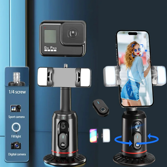 2025 360° Rotation Gimbal Stabilizer Selfie Stick Desktop Face Tracking Gimbal With Bluetooth Remote Shutter and Light Holder