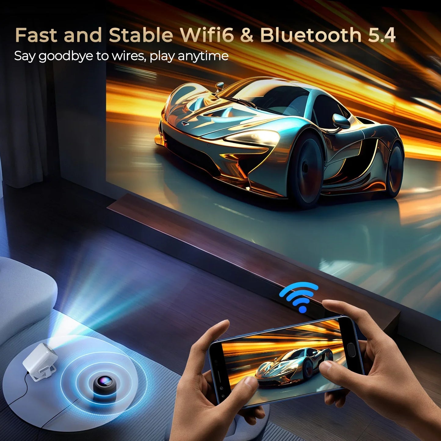 4K X3AQ Projector 500ANSI Native 1080P Auto Focus Android 11 BT5.4 WIFI6 Portable Home Theater