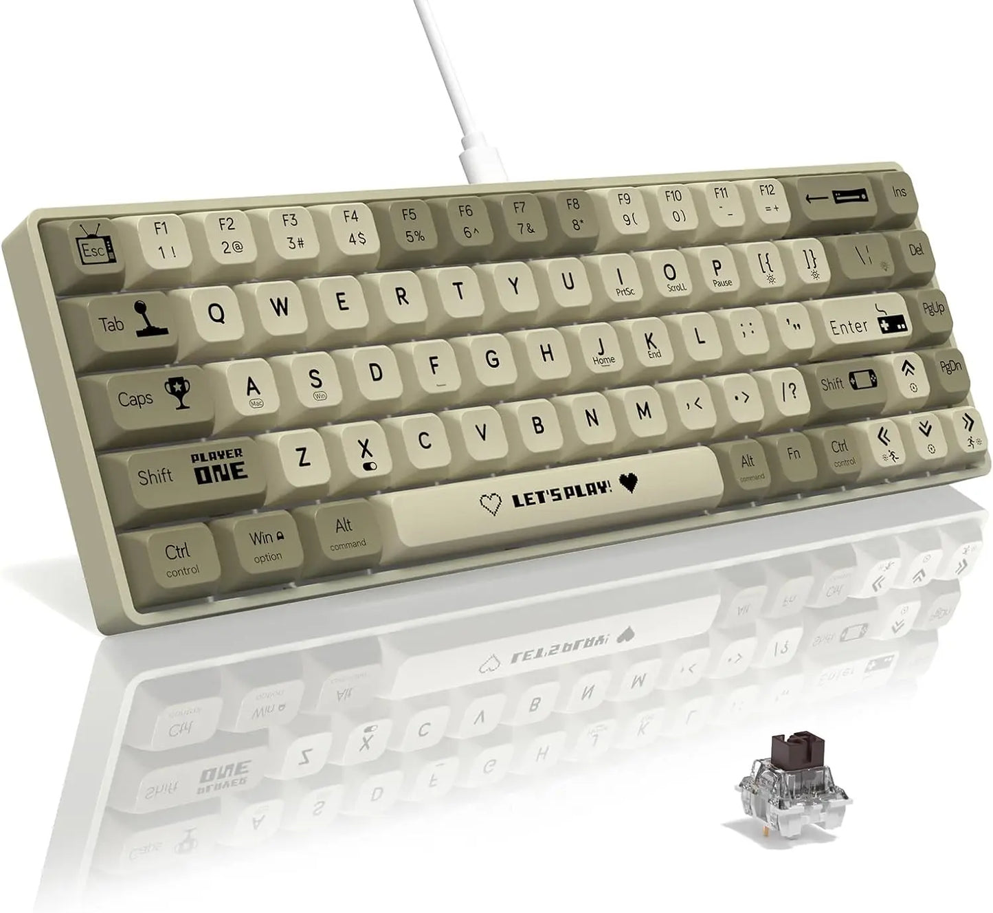 AK680 65% Wired Mechanical Gaming Keyboard, Hot-Swappable, RGB Rainbow Backlit
