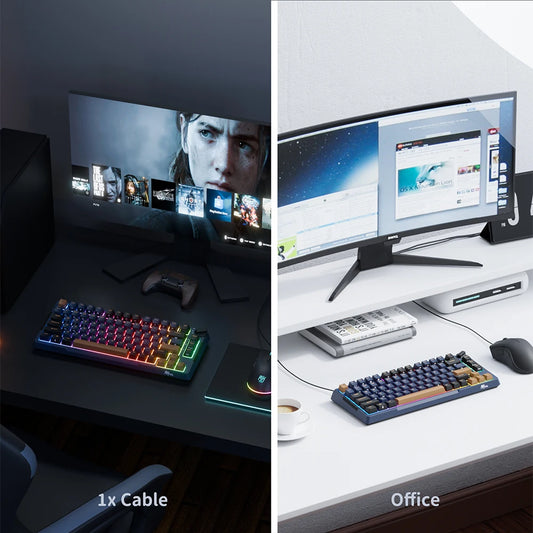 H81 Gasket Structure Mechanical Keyboard 81 Key RGB Backlit Tri-mode 2.4G Wireless Bluetooth Gaming Keyboards