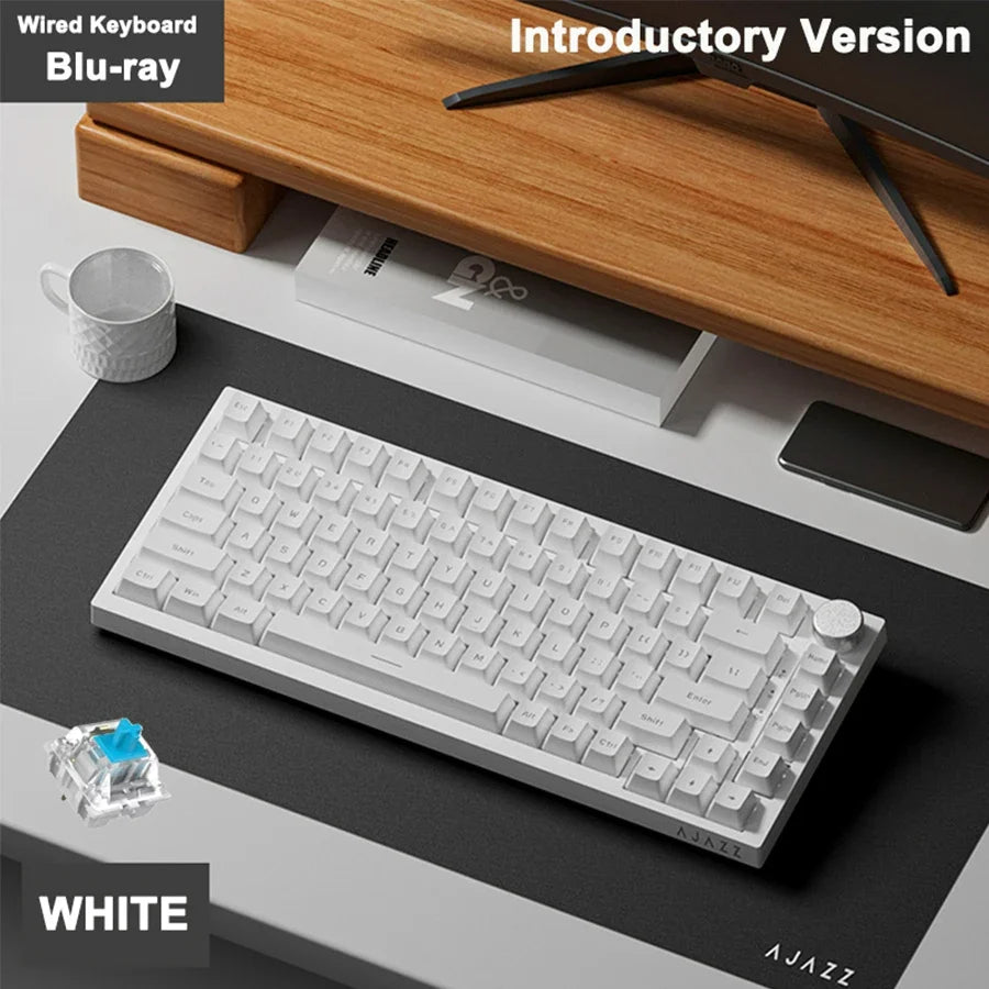 AK820 Wired Mechanical Gaming Keyboard 75% Layout 82 Key Hot-Swappable Design Metal Volume Knob Ideal Esports Office Use