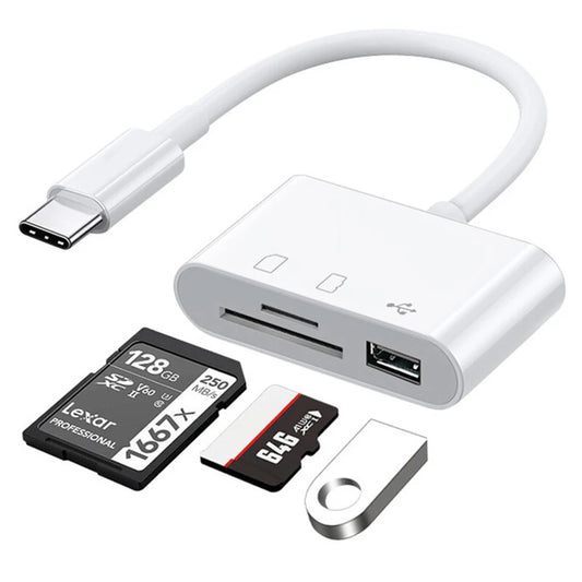 3 in 1 USB HUB Adapter Type C Multi Port TF CF SD Memory Card Reader USB Converter Adapter For Phone Macbook Huawei Samsung OPPO