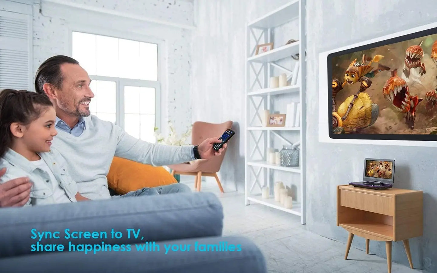 Portable DVD Player 12.5", with 10.5" HD Swivel Screen, Car Travel DVD Players 5 Hrs. Rechargeable Battery