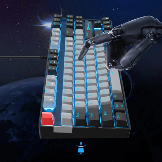 75% Mechanical Gaming Keyboard, Blue Switch, LED Blue Backlit, 87 Keys Compact TKL Wired Keyboards for Windows Laptop PC