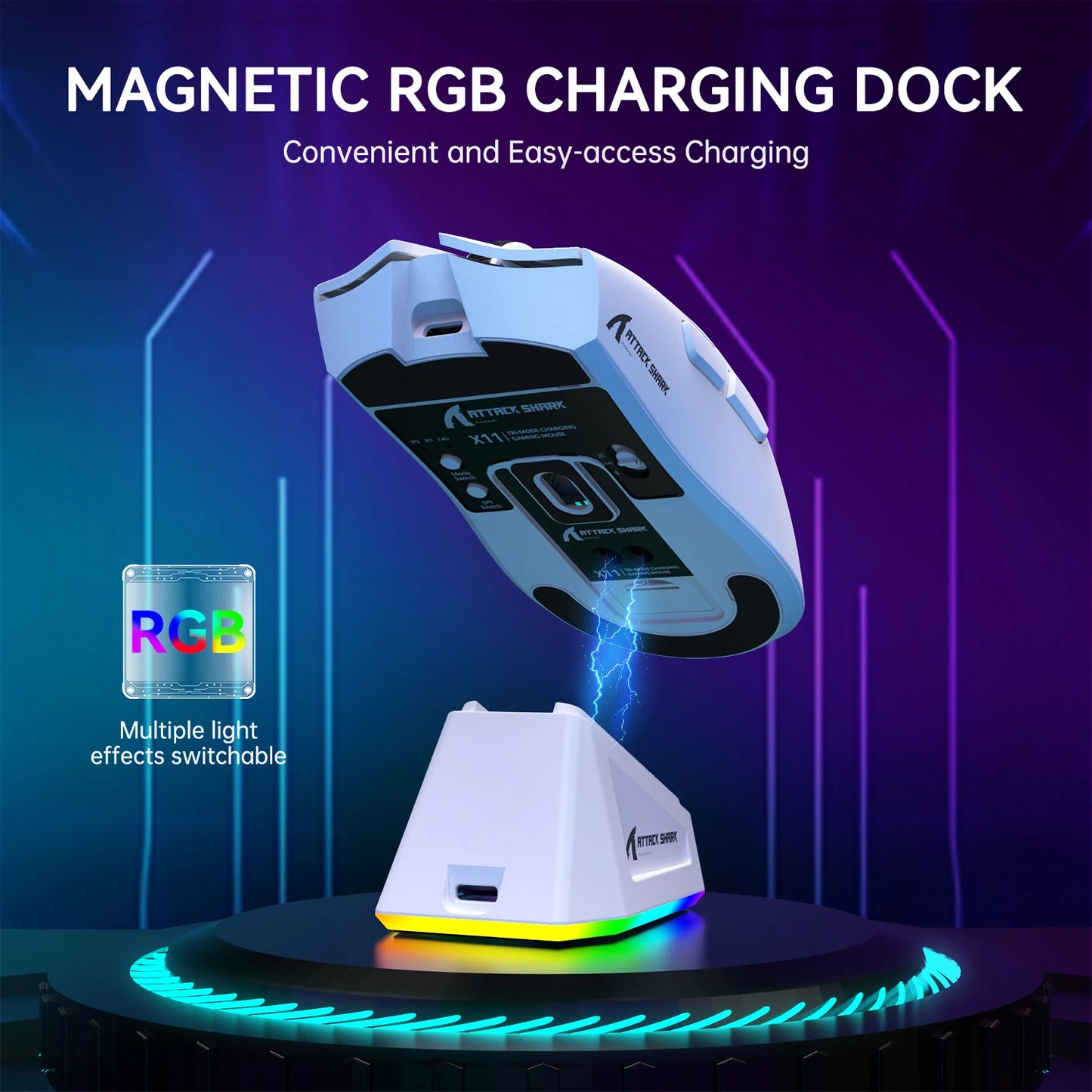 X11 Lightweight Wireless Gaming Mouse with RGB Backlight Charging, Up to 22K DPI, PAW3311 Optical Sensor, HUYU Swit