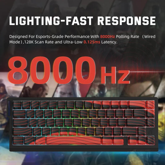 X68PRO HE Wireless Rapid Trigger Gaming Keyboard with Adjustable Actuation, Hot-Swap,RGB Backlit,BT/2.4GHz/Wired