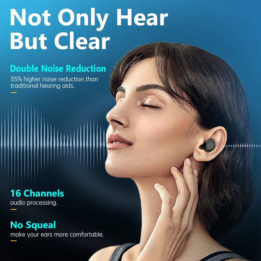 Mini Hearing Aids Digital Rechargeable Hearing Aid 16-Channel Sound Process Portable for Deaf Elderly Sound Amplifier