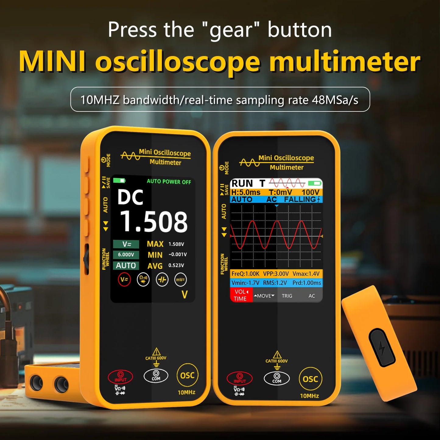 2-in-1 Handheld Oscilloscope Multimeter Smart Voltmeter Current, Capacitance, Ohm, Diode Multifunction Tester