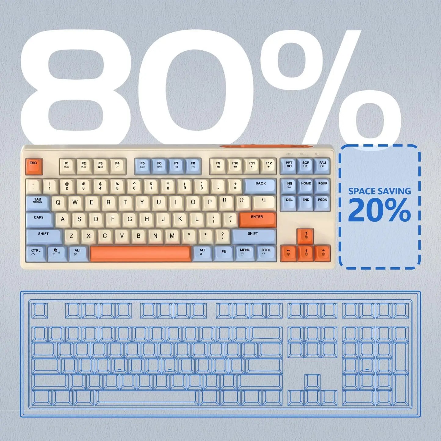 M87 80% Wireless TKL RGB Backlit BT5.0 & 2.4G & Wired PBT Material Mechanical Feeling Gaming Keyboard