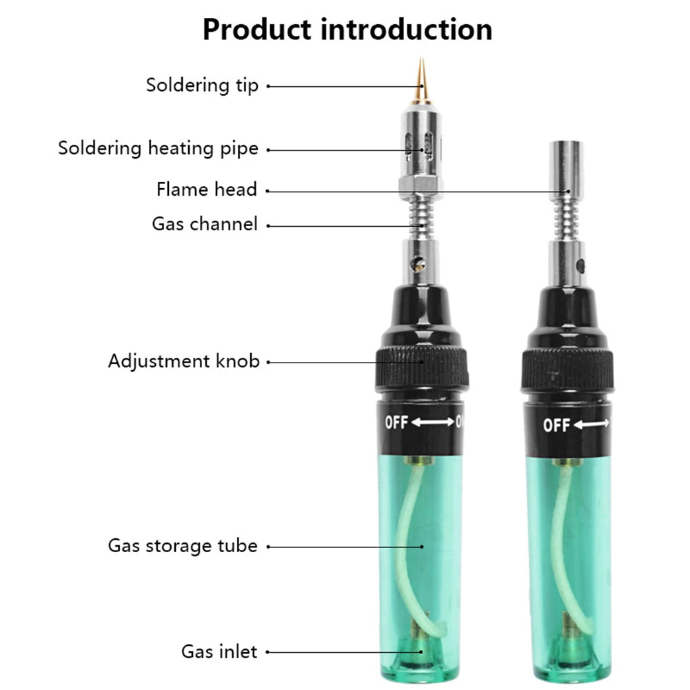 14 In1 Portable Soldering Iron Kit 1300Celsius Butane Welding Pen Burner Blow Torch Gas Welding Soldering Iron Butane Tip Tool