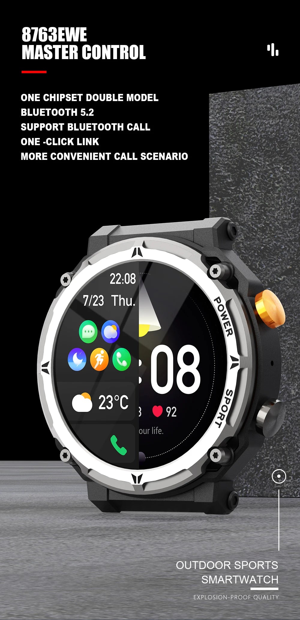 Smart Watch 1.39" Fitness Trackers With Sleep Monitor,1ATM Deep Waterproof,Long battery life,for iPhone and Android